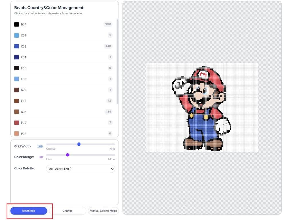 Cartoon character Mario waving in a design software interface.
