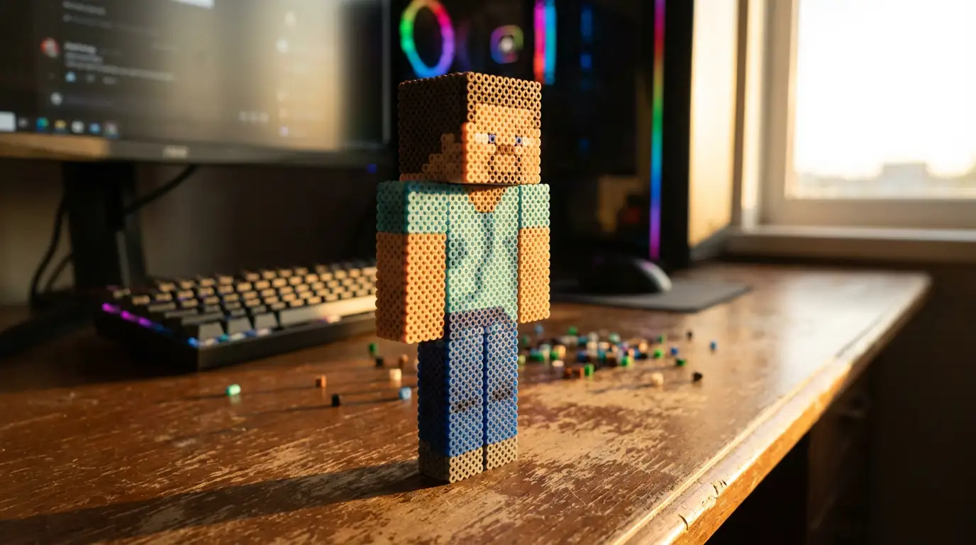 Build a 3D Steve with Perler Beads