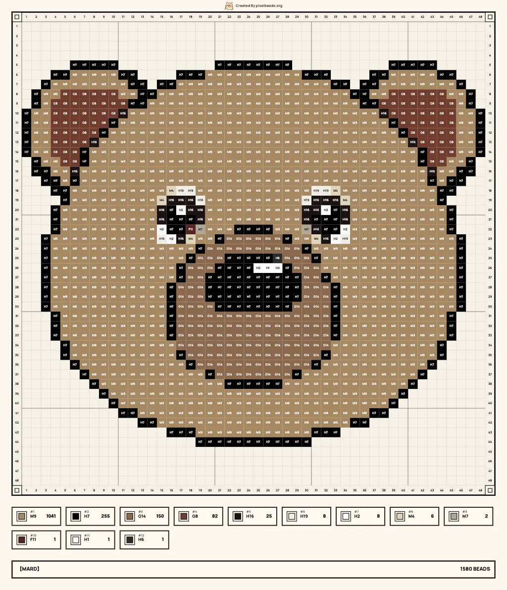 Brown Bear Face Bead Pattern