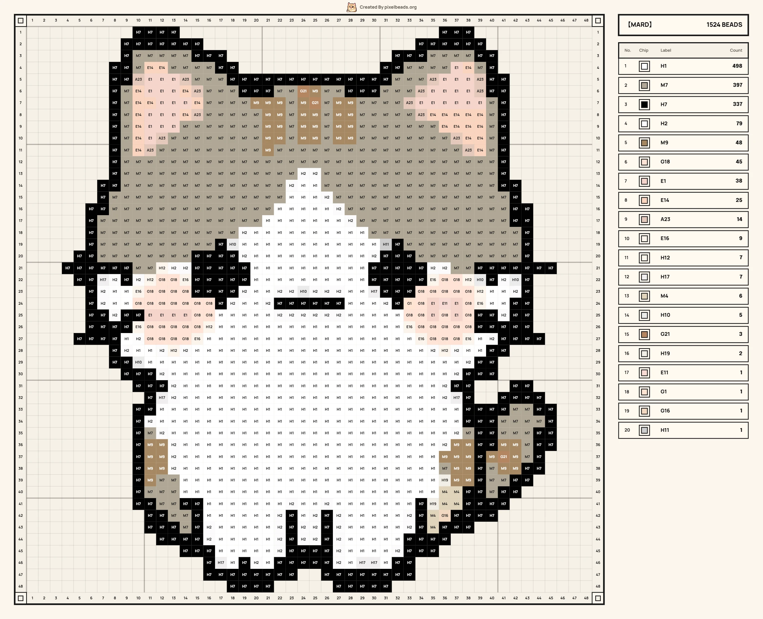 Cute Cat Perler Bead Pattern