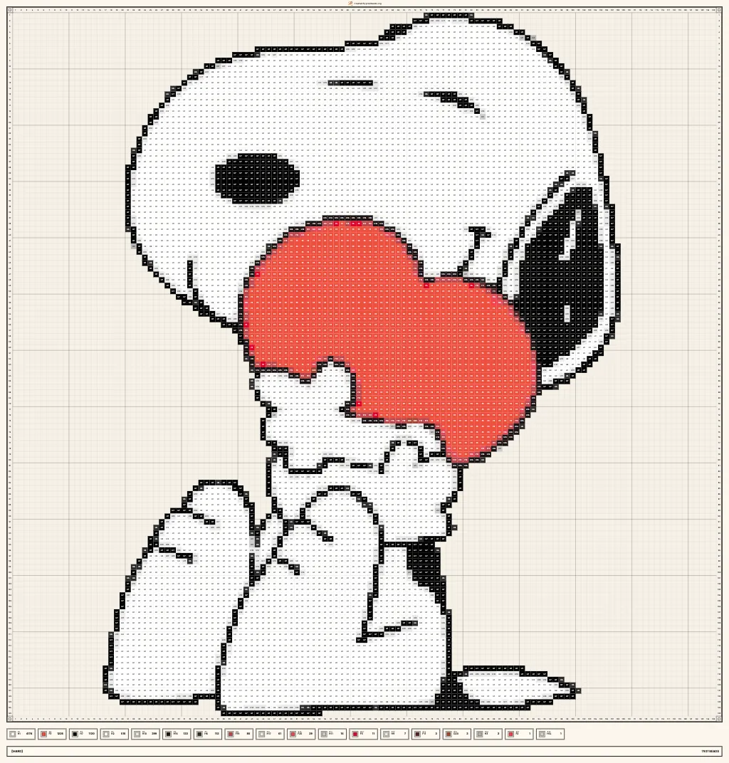 Snoopy's Valentine Heart Perler Bead Pattern